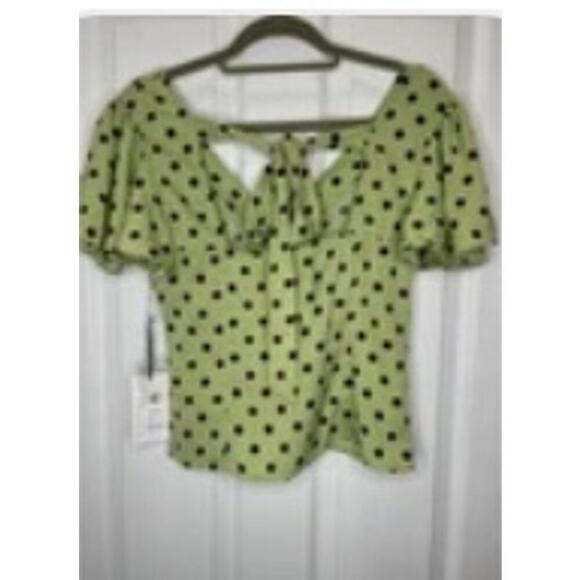 Unique Vintage Polka Dot Button Up Vintage Style Top Sz S #64 - Picture 6 of 6